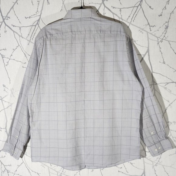 Michael Kors Silver Plaid Cotton Dress Shirt - Picture 2 of 3